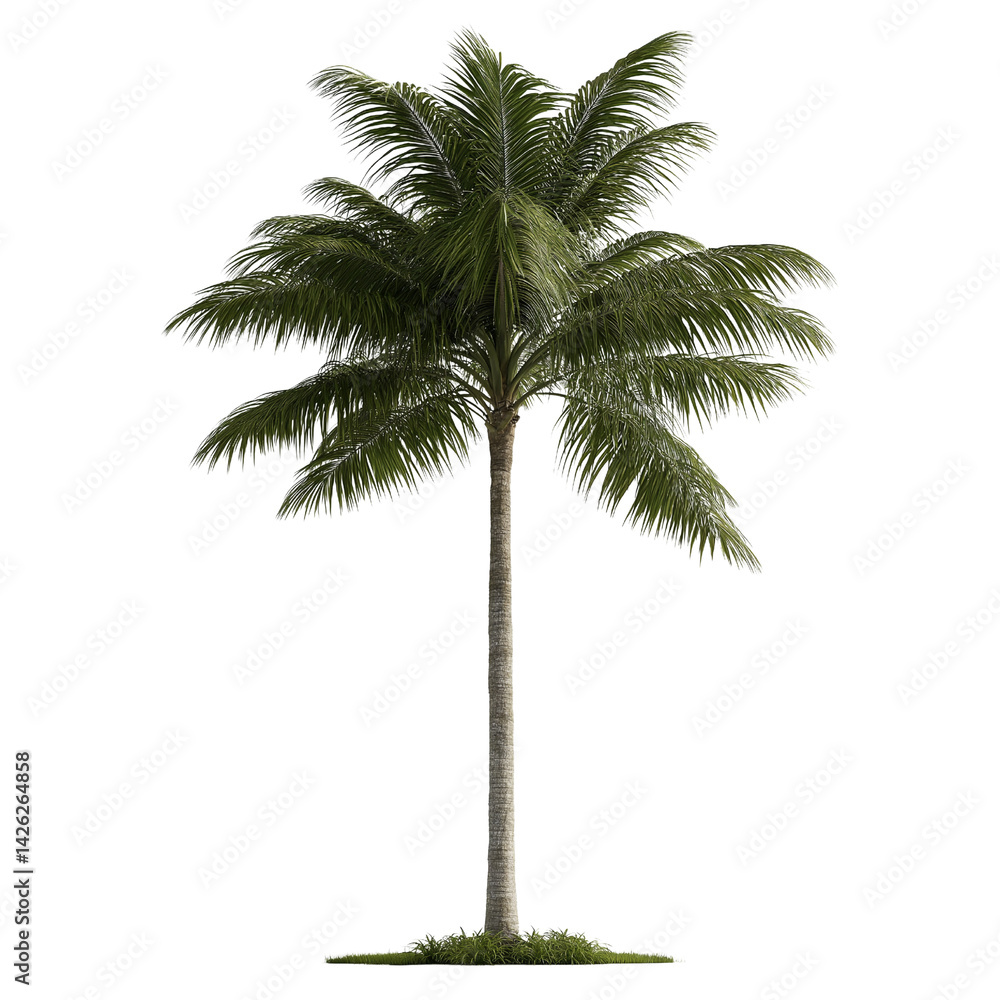Obraz premium A tall palm tree stands alone on a white background