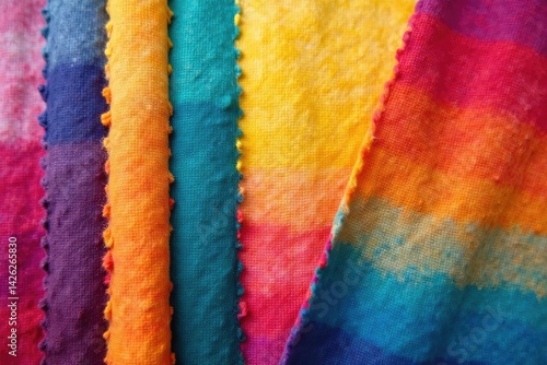 Striped cotton swatch showing varied dye absorption, vertical, fabric, surface