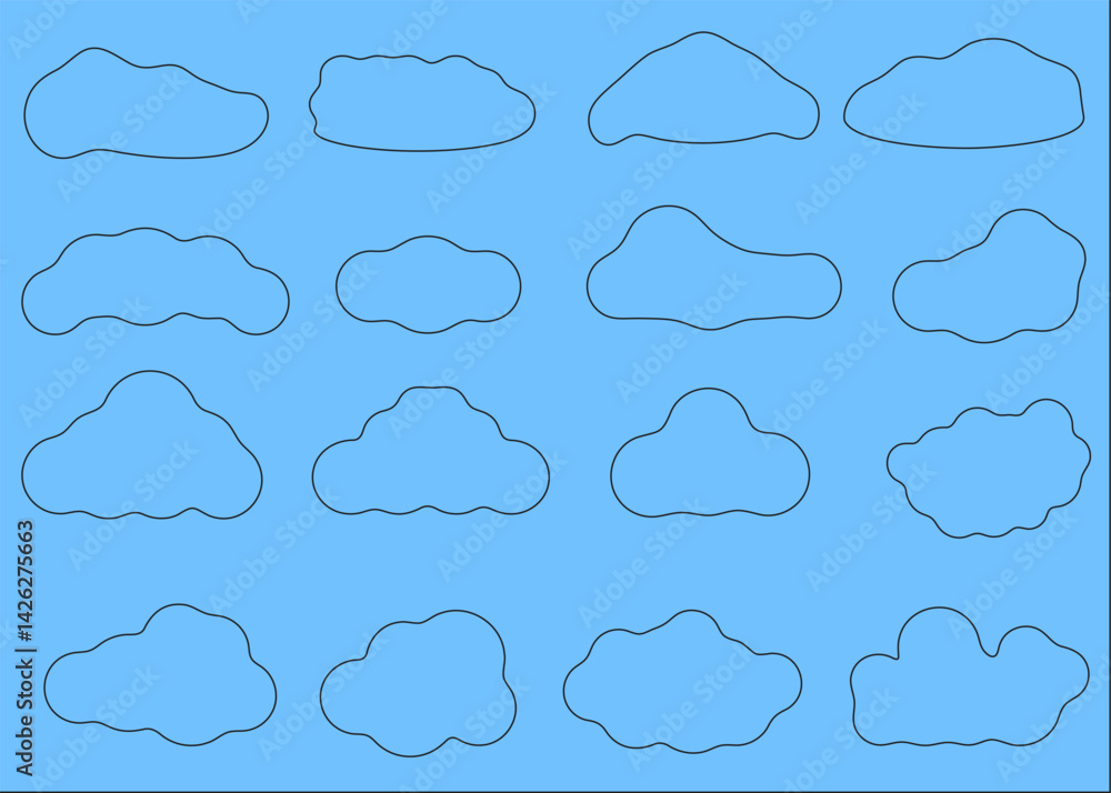 Collection of white clouds illustrations. Vector set of cartoon clouds in flat design.Clouds with rain. PNG Collection of white clouds illustrations. Vector set of cartoon clouds in flat design.Clouds with rain. PNG