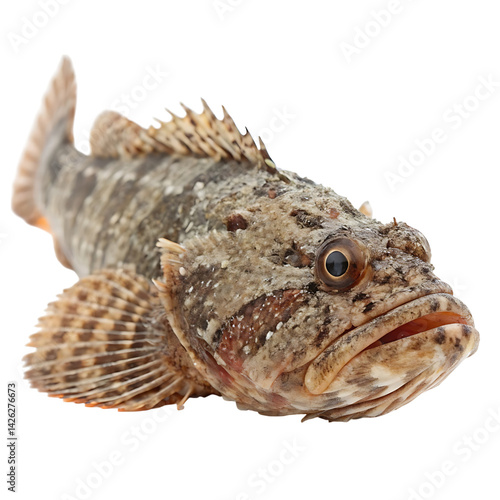 stonefish Fish in transparent background.Closeup of a Roughhead Grenadier Fish Isolated on Transparent background