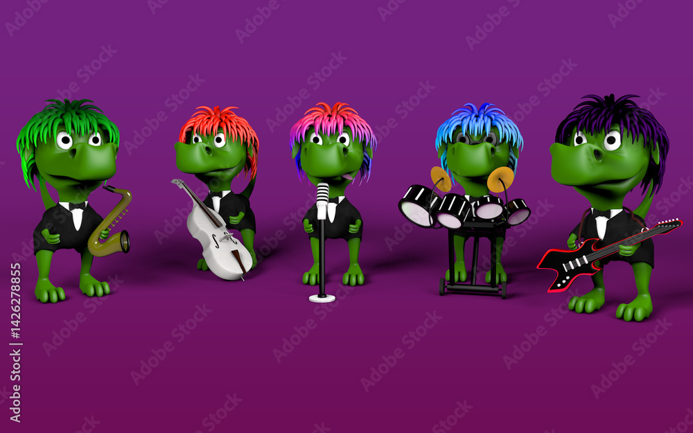 Obraz premium Dino Band, unterschiedlicher Intrumente