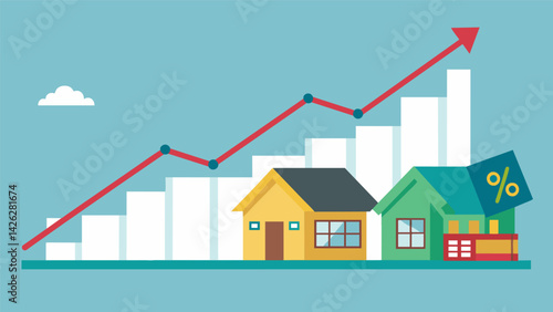 A line graph featuring a steady increase in student loan debt and a stagnant line for homeownership rates highlighting the impact of student debt on. Vector illustration