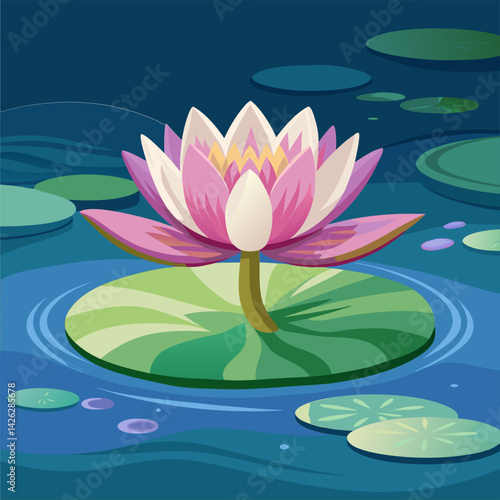 Water Lily Flower Blooming on a Pond