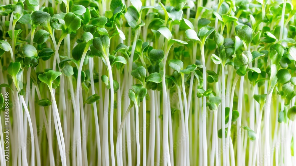 Fototapeta premium Lush Green Sprouts Thriving in a Bright Environment Showcasing Freshness and Vitality