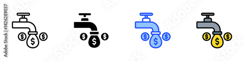 Liquidity Icon Set With Multiple Style Collection