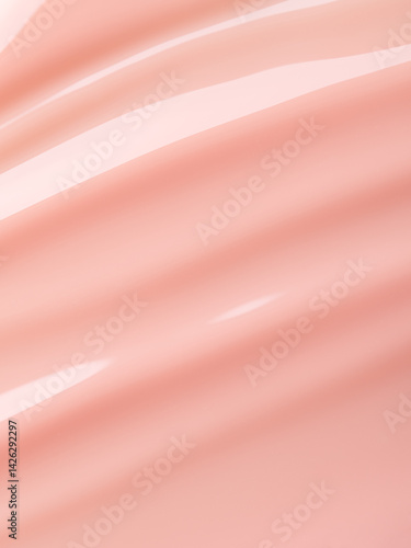Cuadro en lienzo Glossy beige cosmetic texture with fluid lines and soft highlights