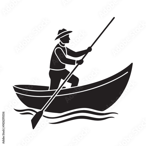 Fishing silhouettes Fishing in a boat Vector illustration