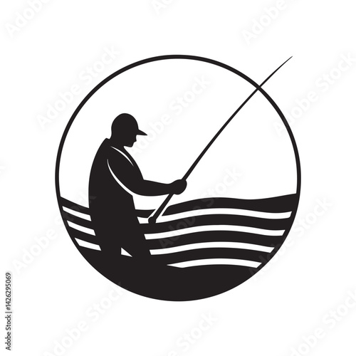 Fishing silhouette logo Vector illustration
