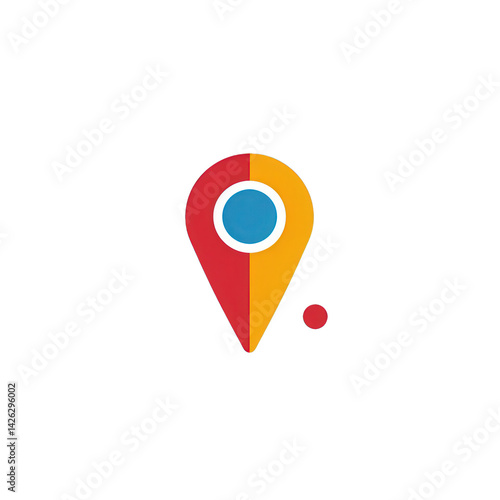 Free Download A vibrant location pin icon with a blue center, set against a solid black background, symbolizing navigation and mapping services , isolated on white or transparent png - GFXLoad