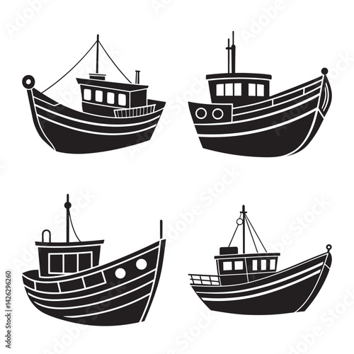Fishing boat symbol vector icon