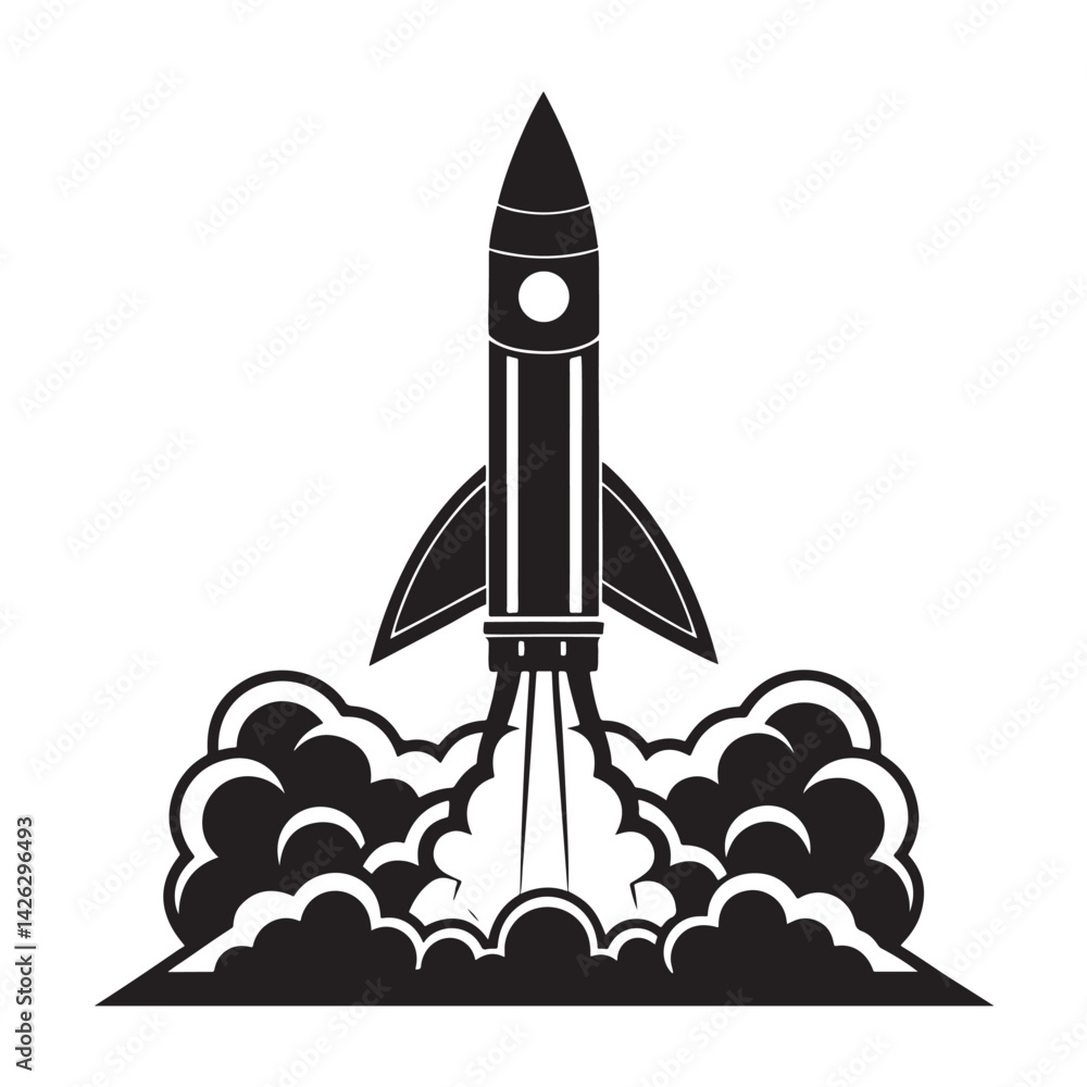 Obraz premium Rocket launch vector illustration icon