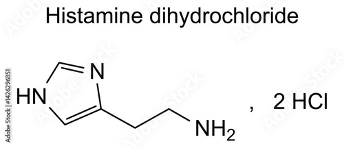 Chemical structure of histamine dihydrochloride, drug substance