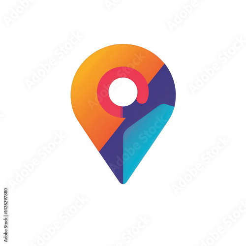 Free Download Vibrant location pin symbolizing navigation and mapping, featuring a blend of colors, ideal for travel and technology-related themes , isolated on white or transparent png - GFXLoad