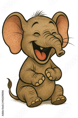 Obraz na płótnie Adorable Cartoon Elephant Laughing Cheerfully in a Cute and Playful Pose w salonie