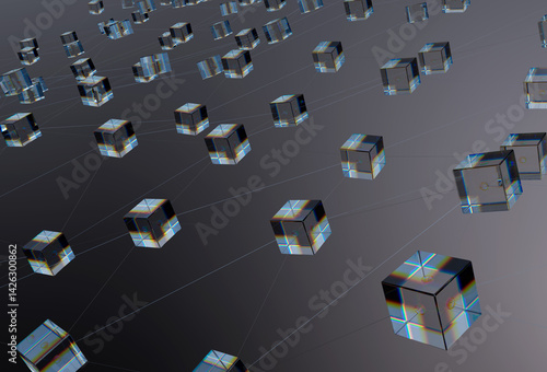 Obraz na płótnie Blockchain Data Network w salonie