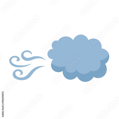 Cloud billows and swirls in a gust of wind, perfect for weather related designs, climate change concepts, and nature themed projects