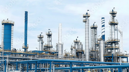 Wallpaper Mural Industrial refinery complex, daytime, petrochemical processing, sky background, for industrial reports Torontodigital.ca