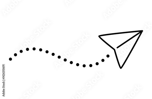 飛んでいる紙飛行機のイラスト　ベクター
