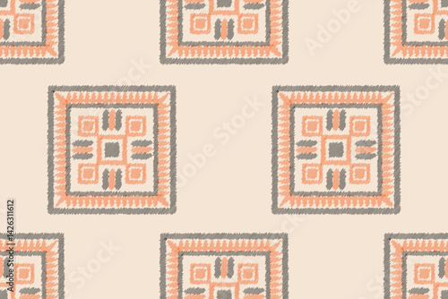 Wallpaper Mural Ethnic ikat traditional motif fabric pattern geometric style.African Ikat embroidery Ethnic oriental pattern white cream brown background wallpaper. Abstract,vector.Texture,frame,decoration. Torontodigital.ca
