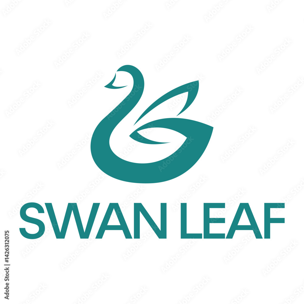 Fototapeta premium swan leaf flat minimalist logo design