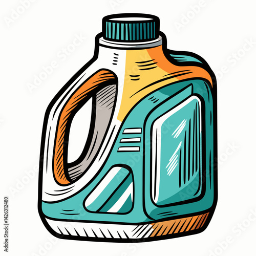 Colorful Hand Drawn Detergent Bottle  Illustration