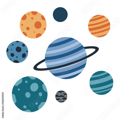 Stylized Planet & Solar System Icon Set
