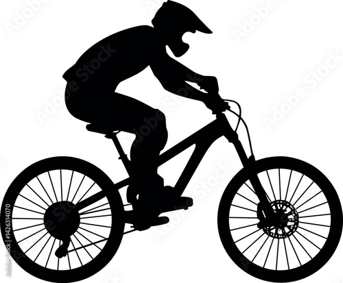 Mountain Biker vector black silhouette cricut print design
