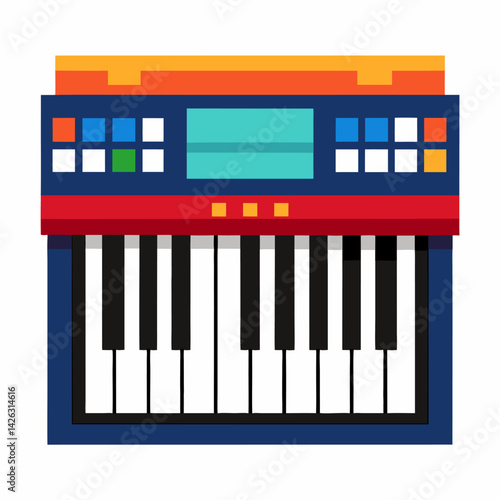 Colorful Digital Synthesizer Illustration   Modern Keyboard Pixel Art