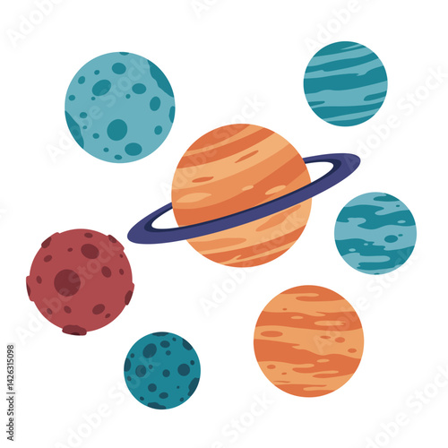 Stylized Planet & Solar System Icon Set