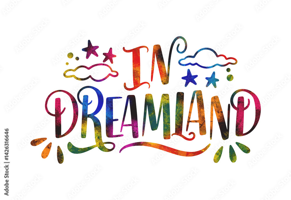 Lettering bedtime sticker in dreamland