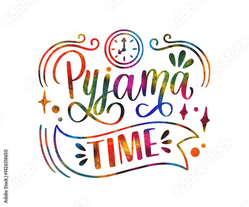 Obraz na płótnie Lettering bedtime sticker Payjama time w salonie