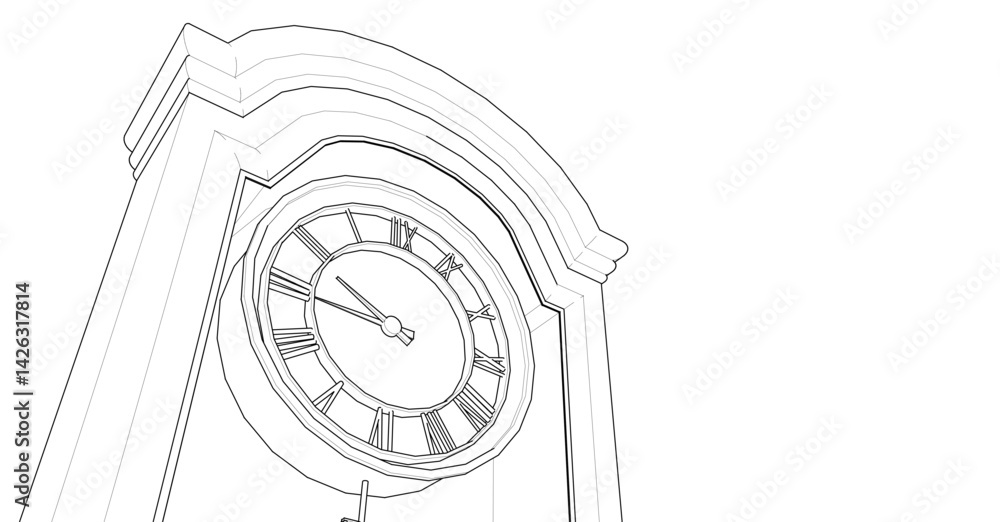 Obraz premium retro style clock 3d illustration