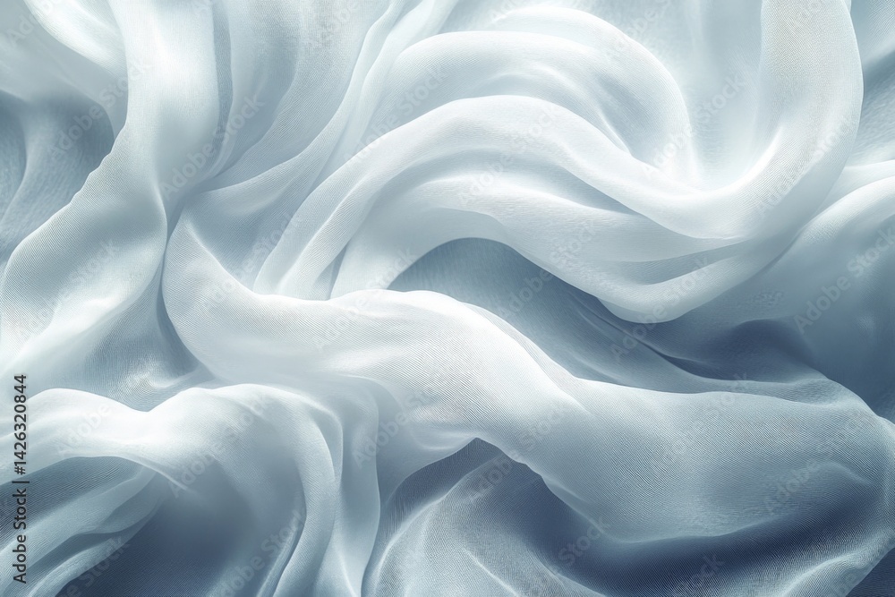Obraz premium Delicate white fabric flowing gracefully in soft folds under gentle light creating a serene atmosphere