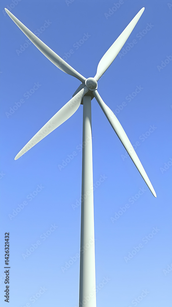 Wind turbine generating clean energy against a clear blue sky Wind turbine generating clean energy against a clear blue sky