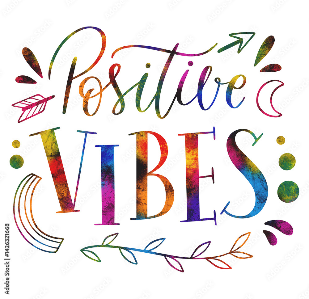 Watercolor lettering chill out sticker Positive vibes