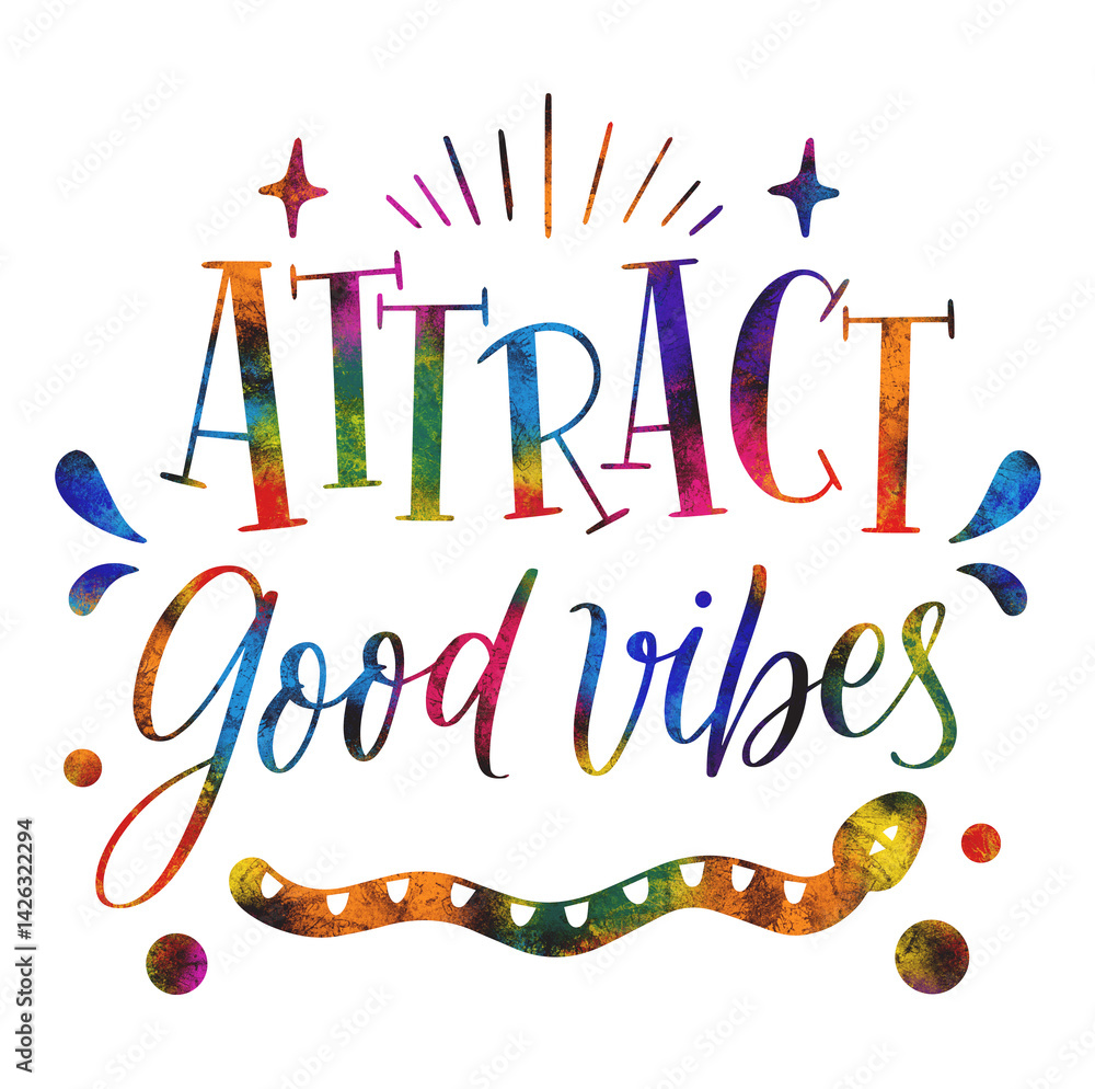 Watercolor lettering chill out sticker Attract good vibes