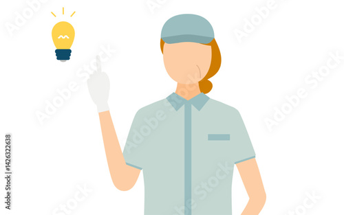 Simple illustration of a senior worker woman wearing a cap teaching points