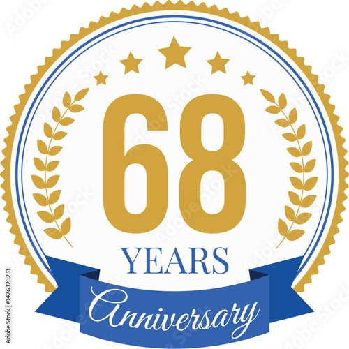 Logo 68 Years Anniversary Celebration Design Template.