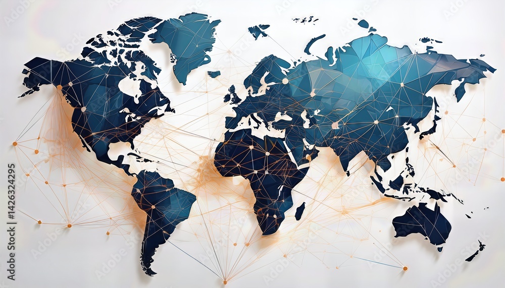 Vibrant Abstraction An Intricate World Map Illuminating Global Network Connectivity in a Symphony of Colors, Depicting a Breathtaking, Interconnected Universe of Cultures and Civilizations