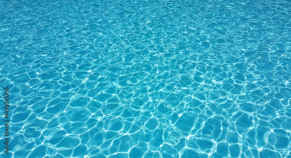 Obraz premium Summer Pool Water Texture Background - Blue water, summer vibes, refreshing coolness, tranquil surface, website background. Symbolizing relaxation, serenity, escape, refreshment, and summer