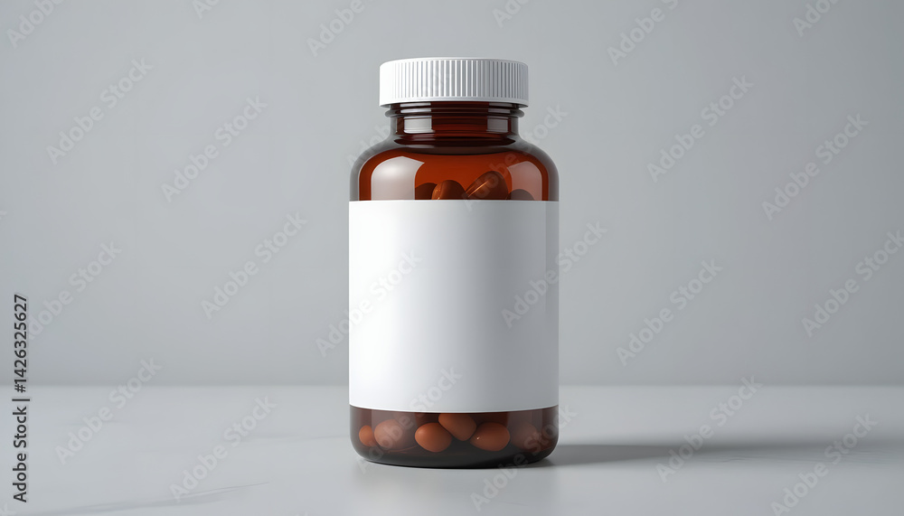 Glossy plastic bottle for vitamin supplements wite plain white label. Glossy plastic bottle for vitamin supplements wite plain white label.