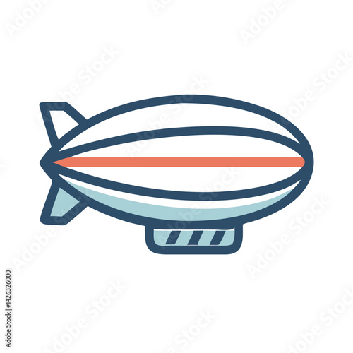Modern Cartoon Dirigible Illustration on Black Background for Design Projects