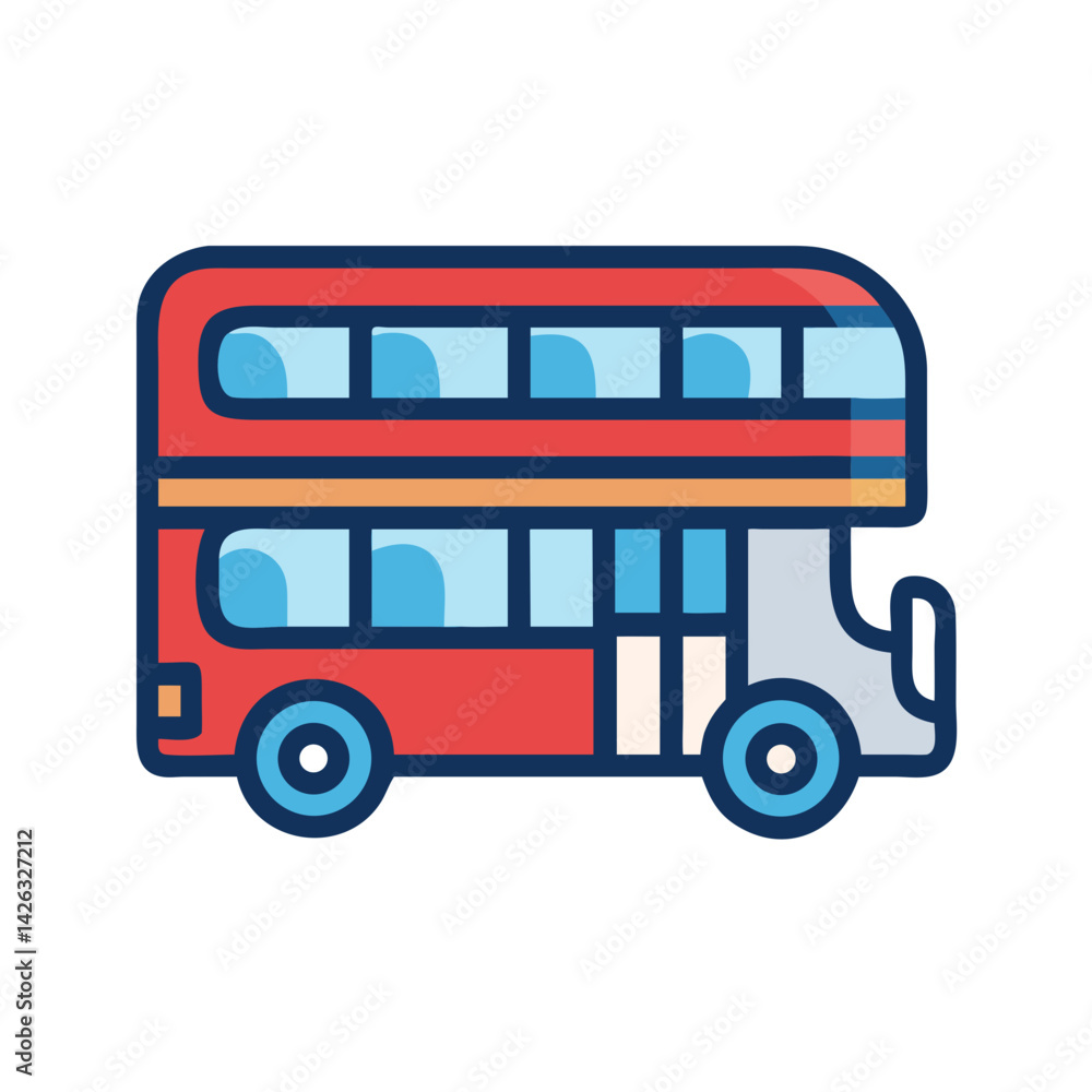 London Double Decker Bus Illustration: Tourism, Travel, and Transportation Icon London Double Decker Bus Illustration: Tourism, Travel, and Transportation Icon