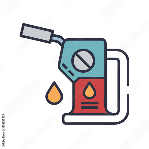 Fuel nozzle illustration, gasoline, petrol station, filling up, colorful icon