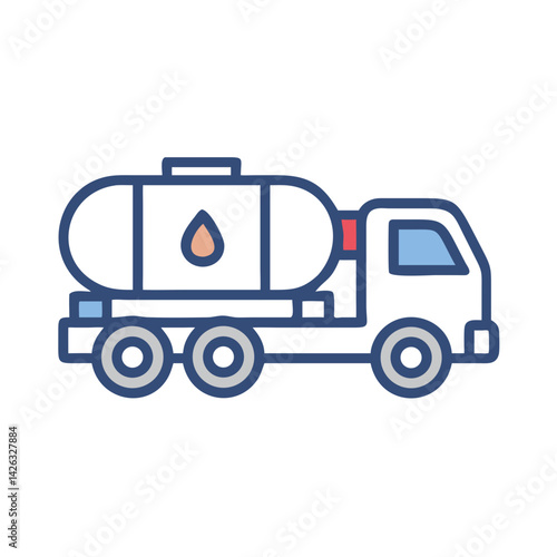 Oil Tanker Truck Icon Illustration on Black Background for Transportation Services