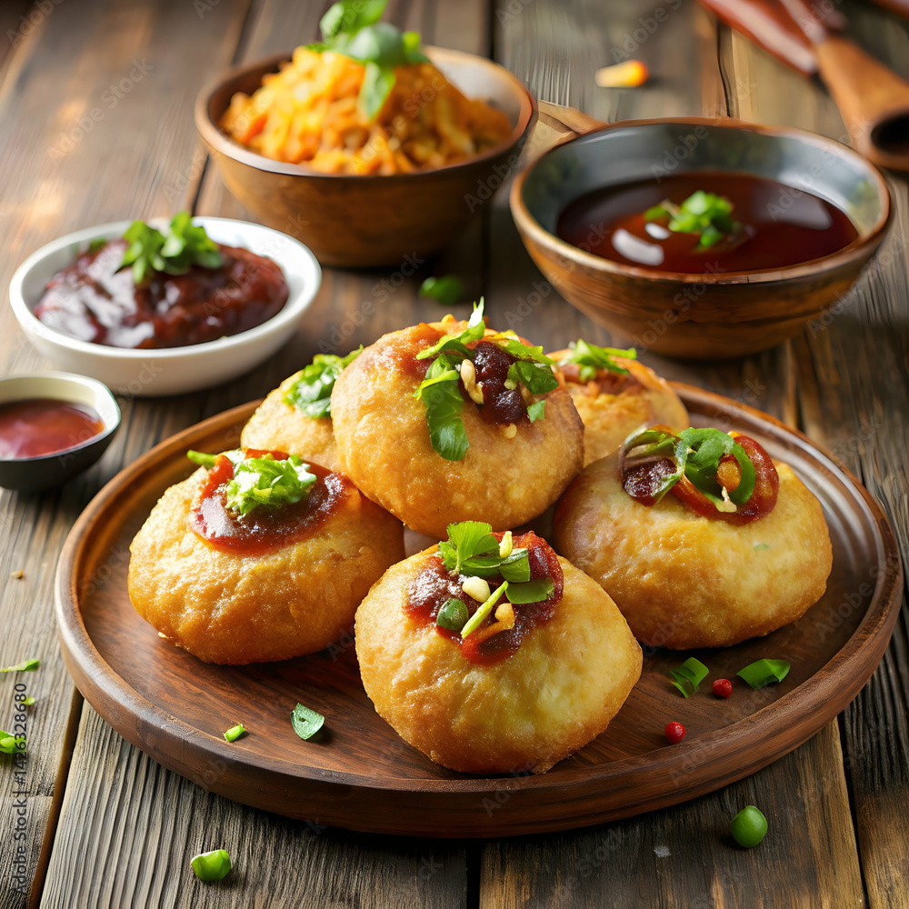 Hot and crispy kachoris with tamarind sauce Hot and crispy kachoris with tamarind sauce