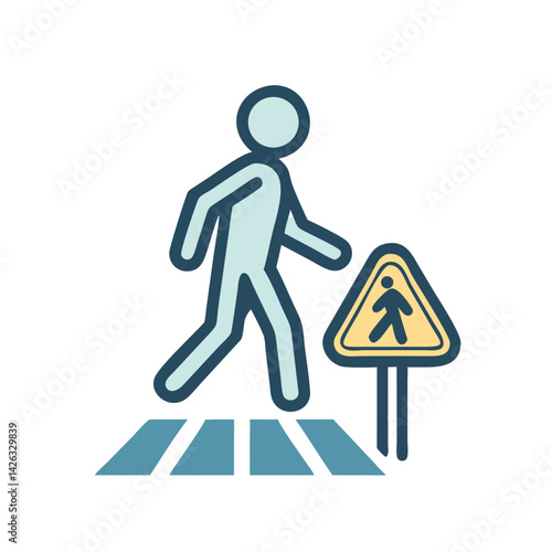 Pedestrian Crossing Illustration: Walk Safely, Use Crosswalks, Follow Traffic Laws