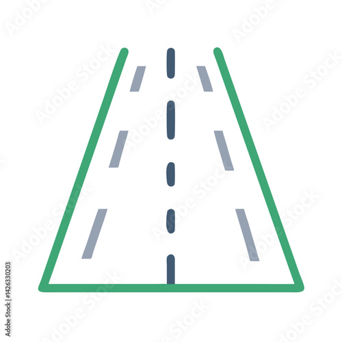 Roadway illustration with dividing lines and shoulder, highway or avenue design