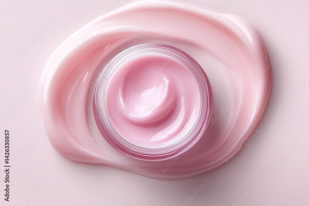 Pink Cream in Elegant Jar on Silk Fabric – Luxurious Beauty Product Scene Pink Cream in Elegant Jar on Silk Fabric – Luxurious Beauty Product Scene