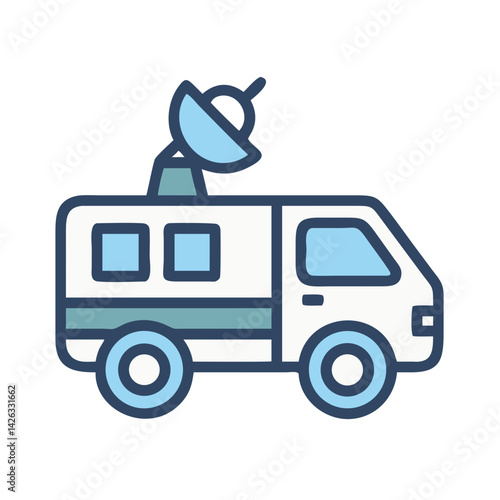 News Van Vector Illustration: Broadcasting, Journalism, and Media Coverage